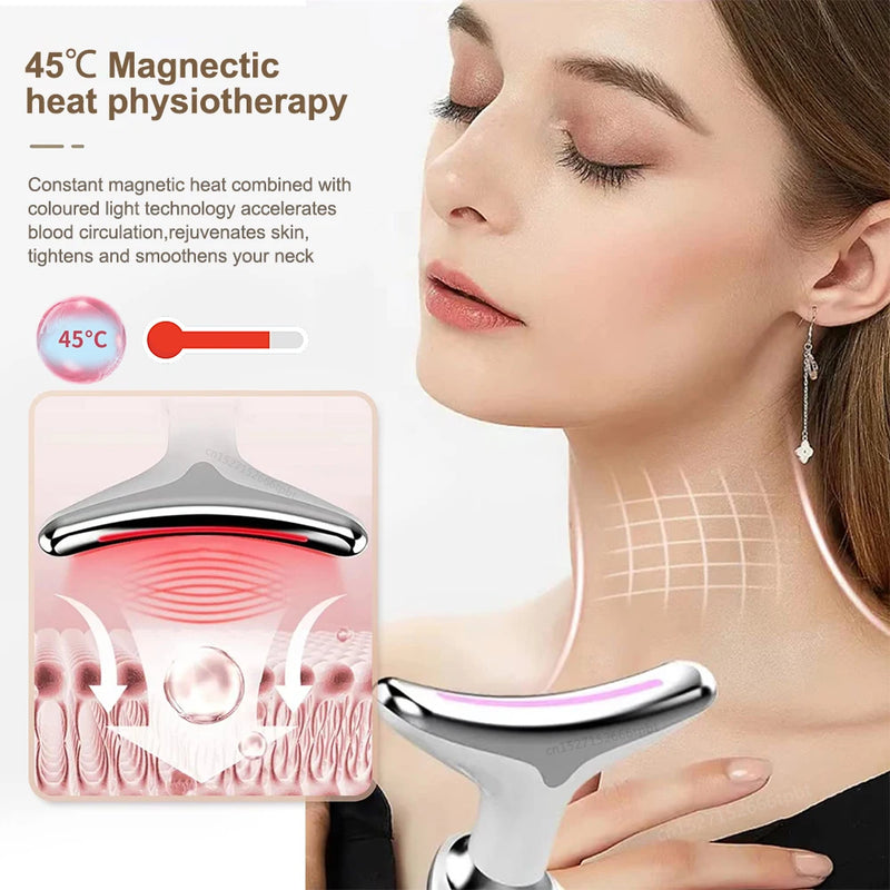 Massageador Facial Microcorrente EMS, Anti-Envelhecimento, Terapia De Luz Vermelha, Aperto Da Pele, Pescoço, Levantamento De Rosto