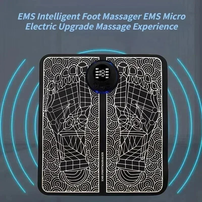 Almofada massageadora elétrica para pés EMS, estimulação muscular elétrica, massageador para pés, carregamento USB, portátil