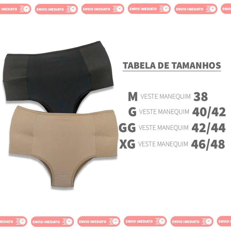 Kit 02 Calcinha Modeladora Compressão Barriga Segura Feminina