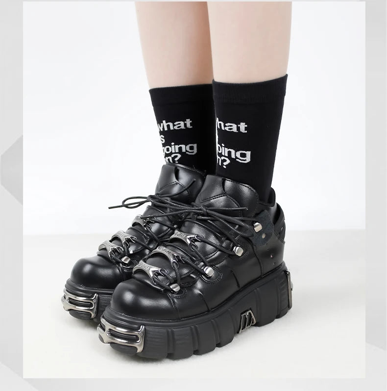 novo estilo punk sapatos femininos rendas altura do salto 6cm sapatos de plataforma mulher gótico tornozelo botas de rocha decoração de metal