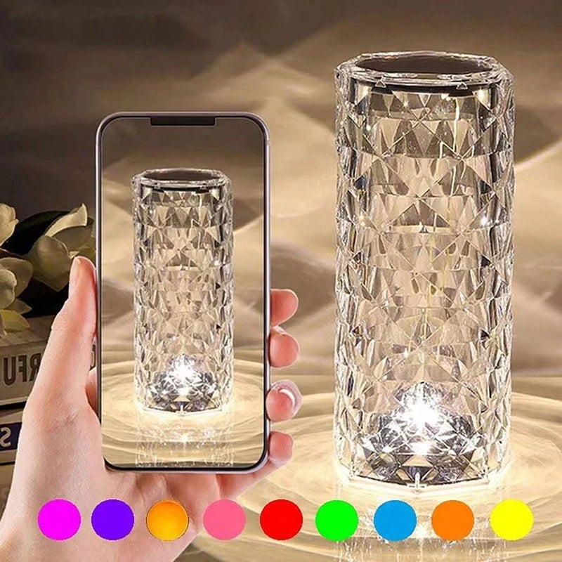 Lâmpada de mesa LED Night Light Crystal Touch Rose recarregável 16 cores romântica